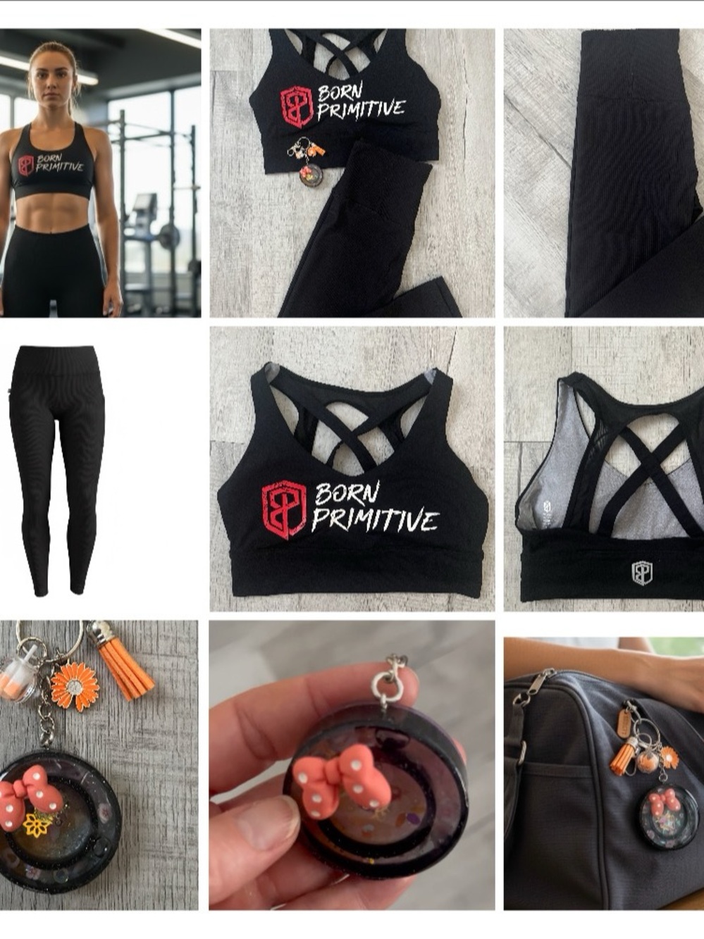 Boutique Activewear Set + Handmade Bag Charm